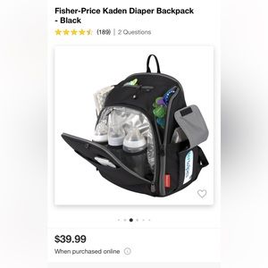 EUC! Fisher price diaper bag in black with blue lining.